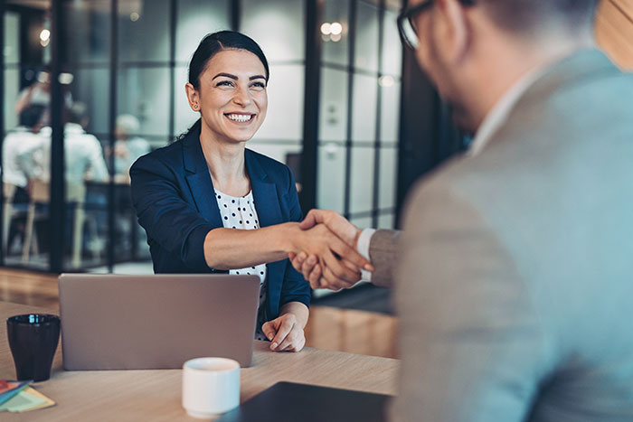 Two professionals shaking hands